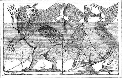 Marduk slåss med Tiamat.