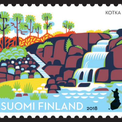 Sapokan vesipuistoa esittävä postimerkki