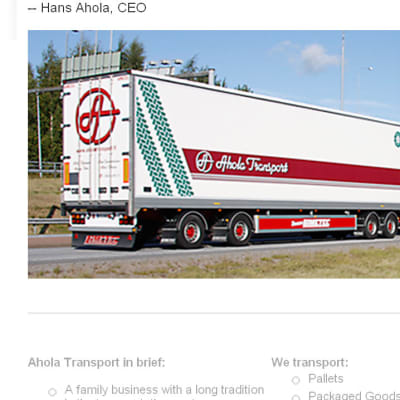 Långtradare från Ahola Transport i Karleby.