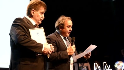Pertti Alaja och Michel Platini, 2014.