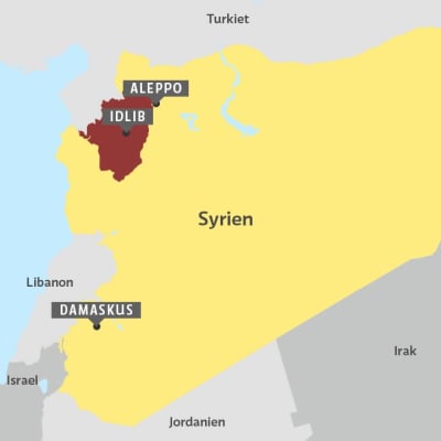Karta över Syrien och provinsen Idlib