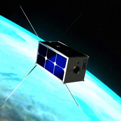 Konstnärens uppfattning av Aalto-2-satelliten i rymden.