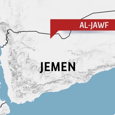 Al-Jawf i Jemen på en karta.