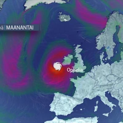 Ophelia-hurrikaani iskee Irlantiin maanantaiaamuna