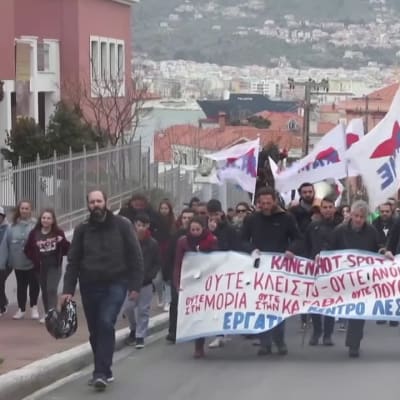 Protester på Lesbos