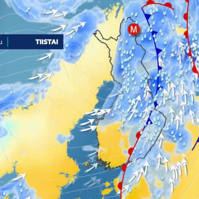 Myrsky pyyhkii Suomen yli maanantaina