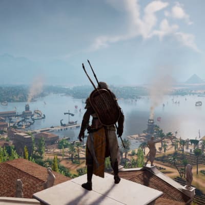 Näkymä muinaiseen Egyptiin Assassin's Creed Origins -videopelissä.