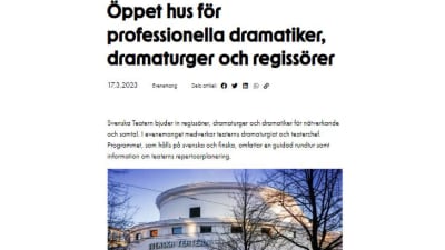 Skärmdump från Svenska Teaterns information.