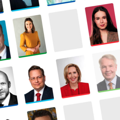 Kollage av olika riksdagsledamöter som blev invalda i riksdagsvalet 2023.