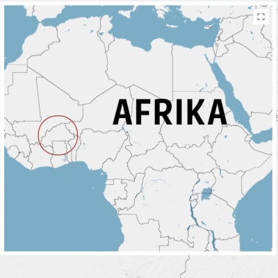 Staden Dablo i Burkina Faso utprickad på en karta.