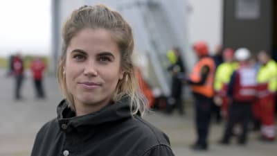 Jasmine Soini deltog i räddningsövningen ombord på Wasa Express.