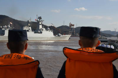 En kinesisk flottstyrka deltog i militärövningar med den ryska marinen i december år 2022.