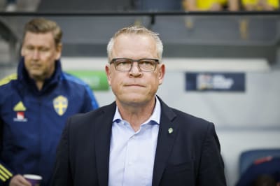 Sveriges förbundskapten Janne Andersson under en match.