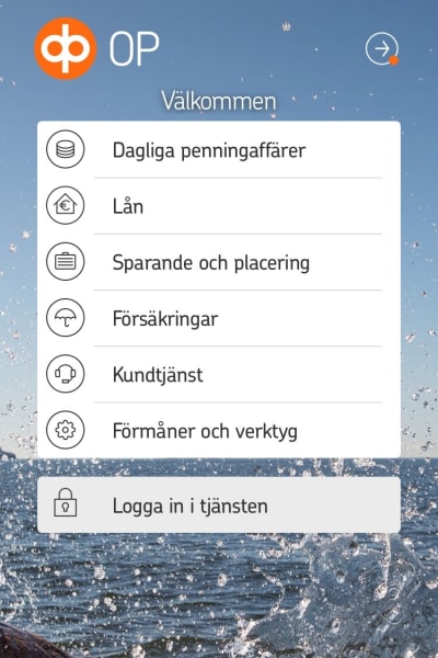 Inloggningssida till OP-mobile.