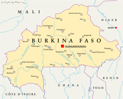 Karta över Burkina Faso
