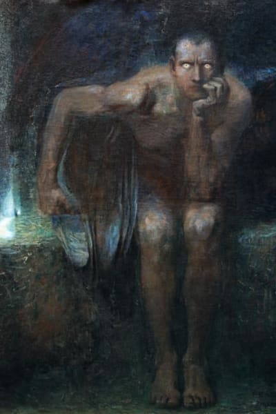 Franz Stucks oljemålning Luzifer 1890