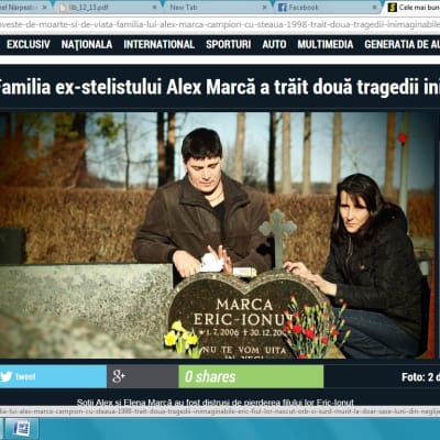 Screenshot från rumänska tidningen Libertate som skriver om Familjen Marcas tragedi