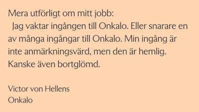 Dikt ur Victor von Hellens diktsamling Onkalo.