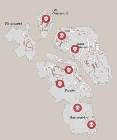 En karta över kasernerna på sveaborg.