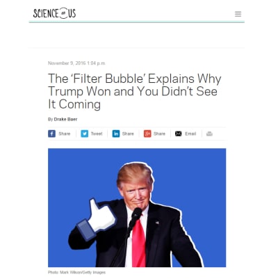 Skärmdump från NyMag.com – The filter bubble explains why trump won and you didn't see it coming.