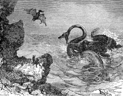 Illustration från boken Till jordens medelpunkt av Jules Verne.