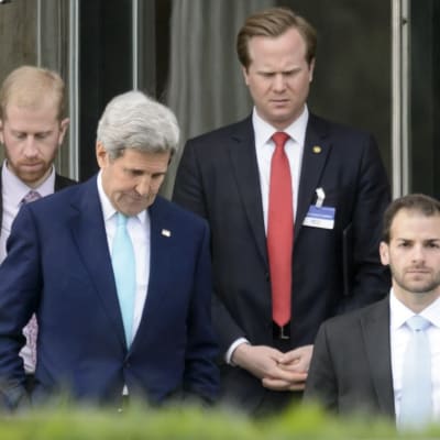 John Kerry under en paus i Iransamtalen i Lausanne.