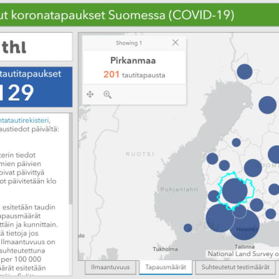 Ruutukaappaus THL:n koronakartasta 22.4.2020.