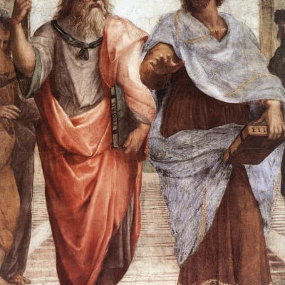 Yksityiskohta Raphaelin teoksesta Ateenan koulu (1509)