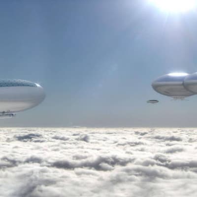 Nasas konceptstudie av luftskepp ovanför Venus.