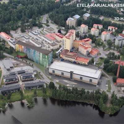 Havainnekuva Etelä-Karjalan keskussairaalan  laajennuksesta