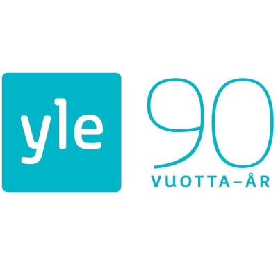 Logotyp för Yles 90-årsjubileum i Yles färger mot vit bakgrund