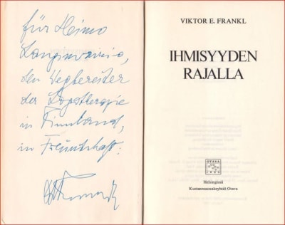 Victor Franklin omistuskirjoitus Heimo Langinvainiolle.