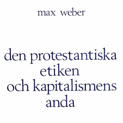Pärm till Max Webers bok Den protestantiska etiken och kapitalismens anda (svensk översättning från 1978)