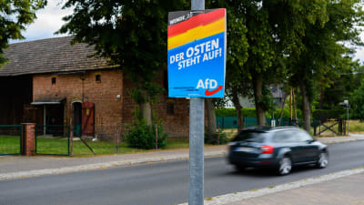 Valreklam för AfD i delstaten Brandenburg som håller delstatsval.