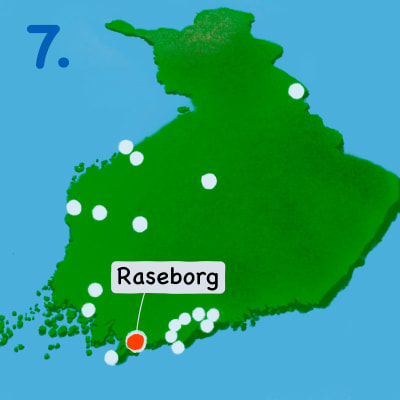 Karta över Finland med Raseborg markerat.