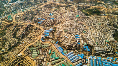 flygbild på flyktingläger i Bangladesh