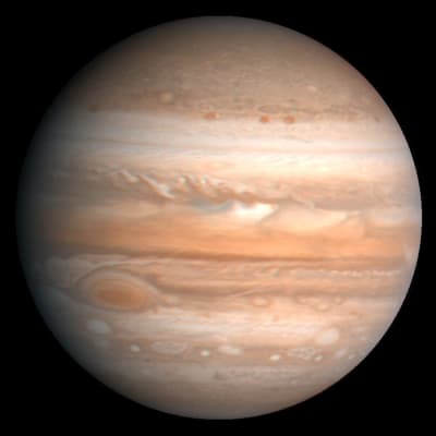 Bild på Jupiter tagen 1979 av Voyager 1.