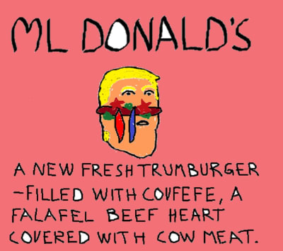 Satirbild av Donald Trump ritad i Paint