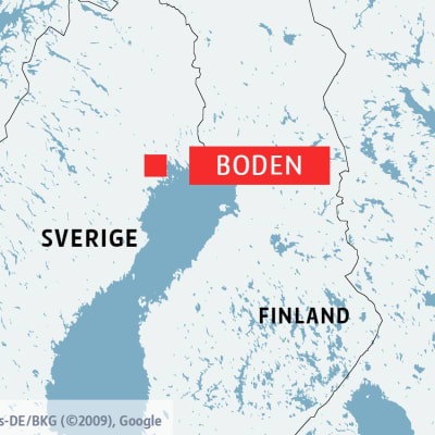 En karta som visar Boden i Sverige