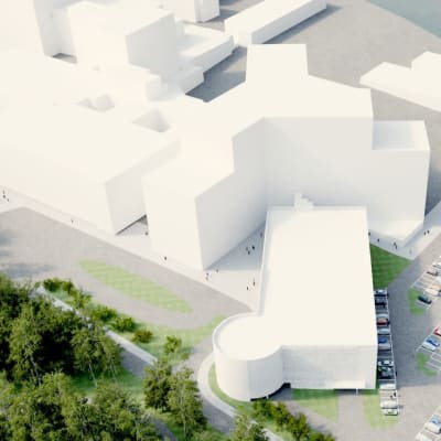 Modell av hur området vid Vasa centralsjukhus kommer att se ut år 2022.