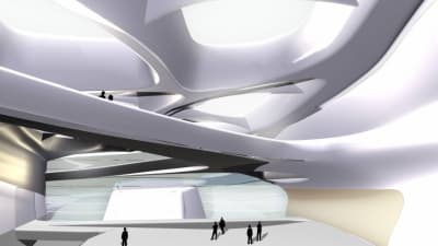 Zaha Hadids plan för Guggenheim ser vit och futuristisk ut.