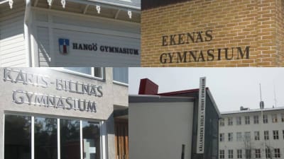 De svenskspråkiga gymnasierna i Hangö, Ekenäs, Karis och Virkby