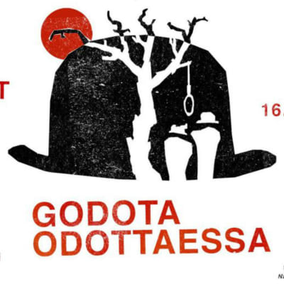 Turun ylioppilasteatteris affisch för Godota odottaessa (I väntan på Godot).