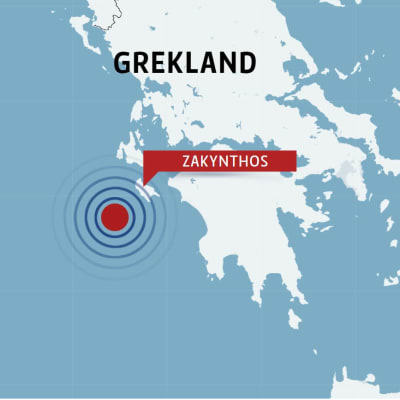 Karta över Grekland med ön Zakynthos.