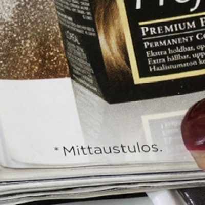 Kuva lehden alareunassa olevasta tähdestä, jonka alla lukee mittaustulos.