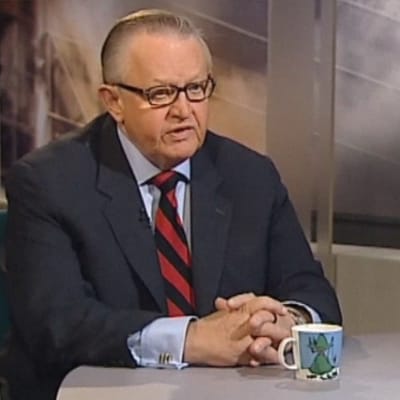 Martti Ahtisaari Ykkösaamun haastattelussa. Kuva kuvanauhalta.
