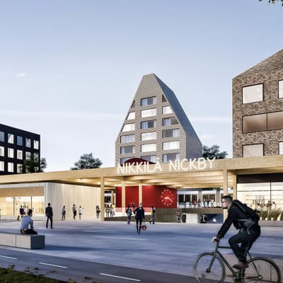 Arkitekturbyrån MUUANs vision över Nickby nya järnvägsstation. 