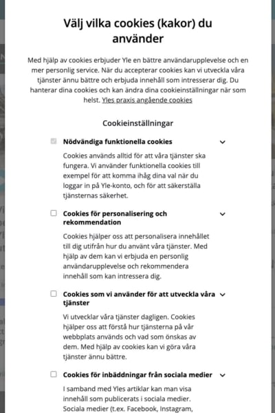 Cookies på Svenska.yle.fi