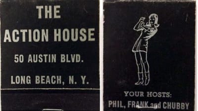 Tändstickor med reklam för klubben Action House