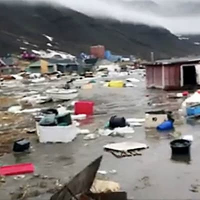 Översvämningar i Nuugaatsiaq på Grönland.